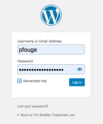 WordPress Dashboard Log In