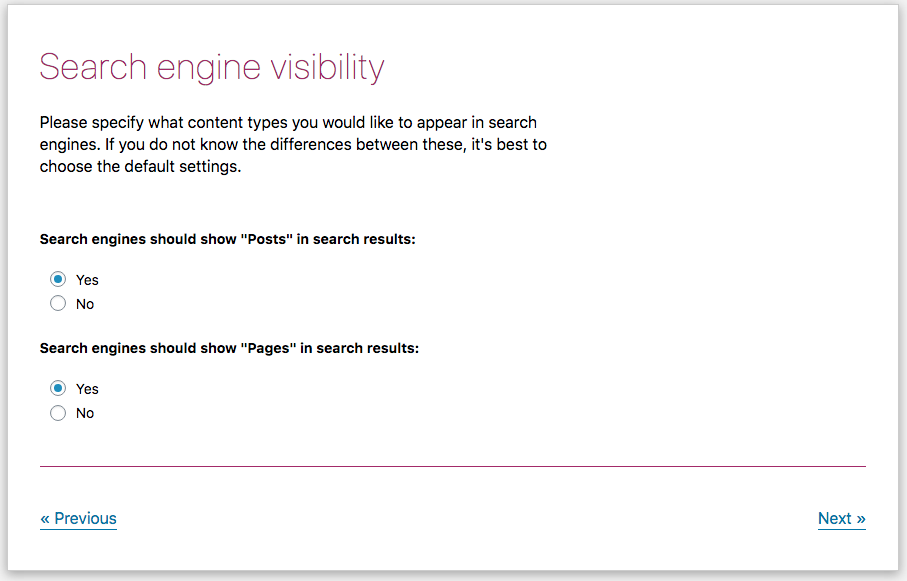 Yoast Search engine visibility